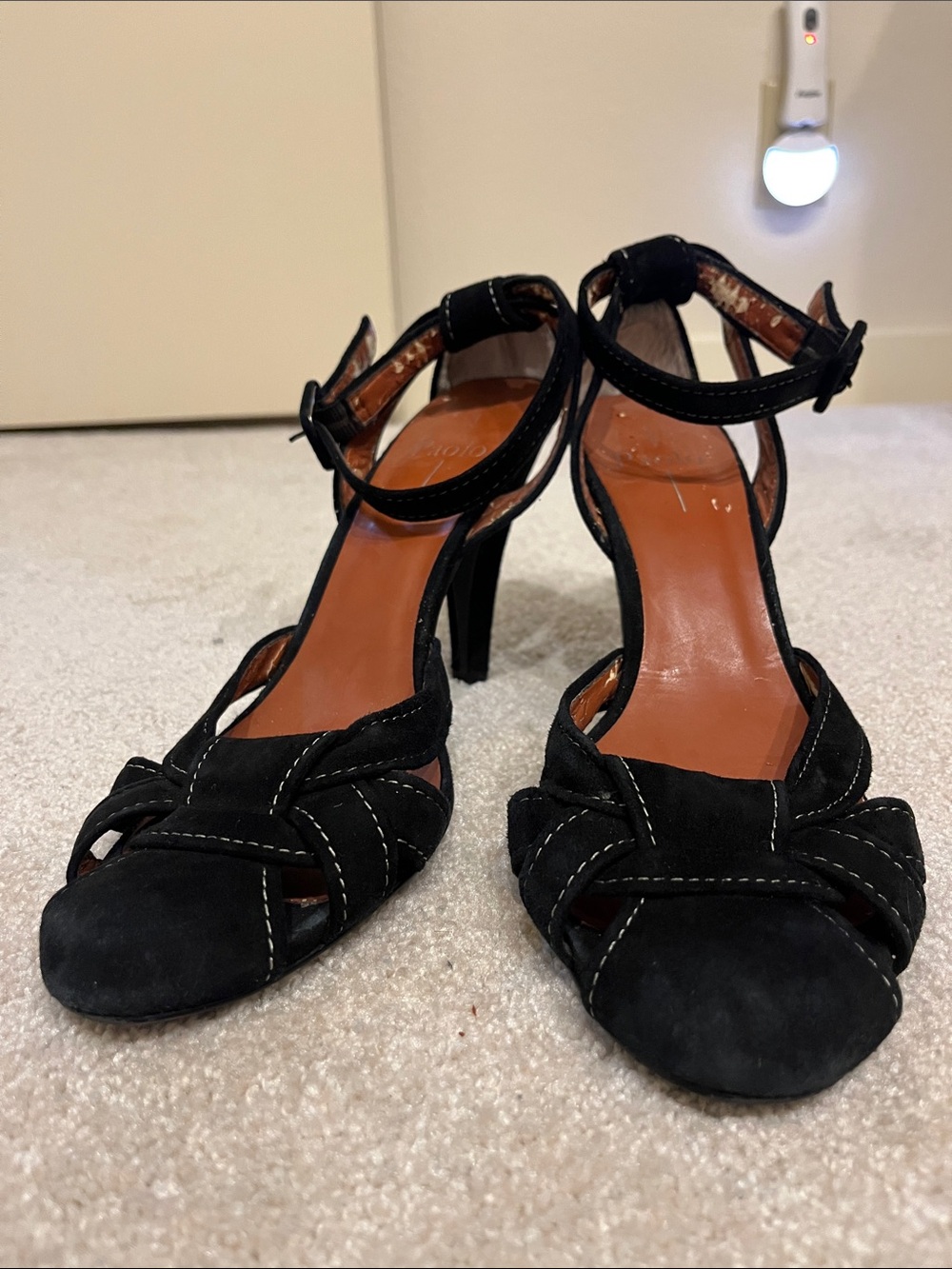 Paolo Black Suede Knotted Ankle-Strap Heels